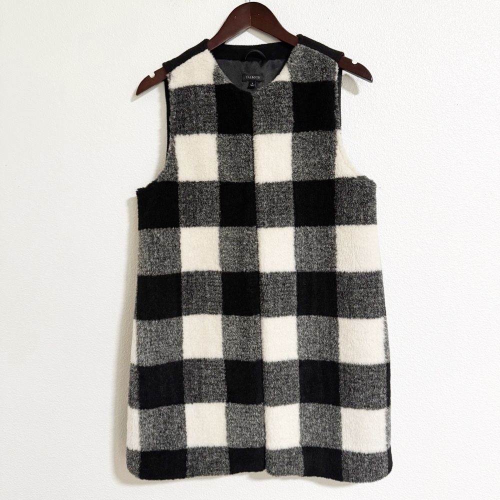 Talbots Wool Blend Buffalo Check Vest